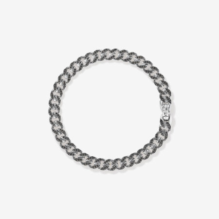 Men's Carat TW Men's Black Diamond Cuban Bracelet in Sterling Silver Plated