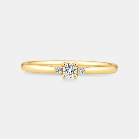 3 Stone Ring with TW Diamonds in Gold Plated